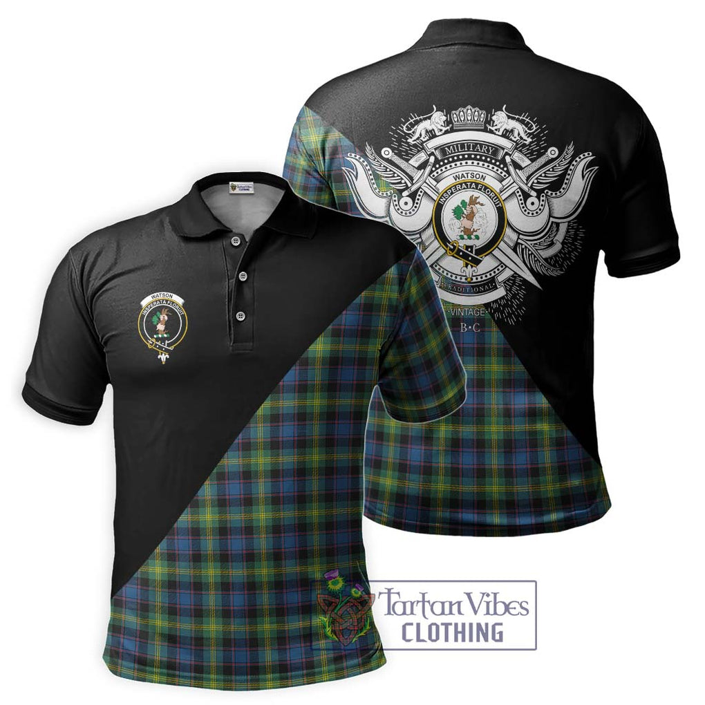 Watson Ancient Tartan Polo Shirt with Family Crest and Military Logo Style Kid - Tartanvibesclothing Shop