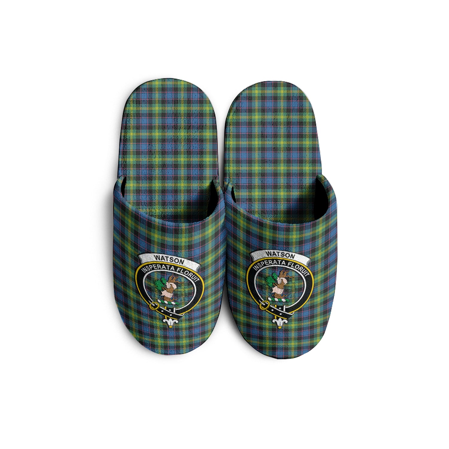 Watson Ancient Tartan Home Slippers with Family Crest KIDS - Tartan Vibes Clothing