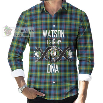 Watson Ancient Tartan Long Sleeve Button Shirt with Family Crest DNA In Me Style