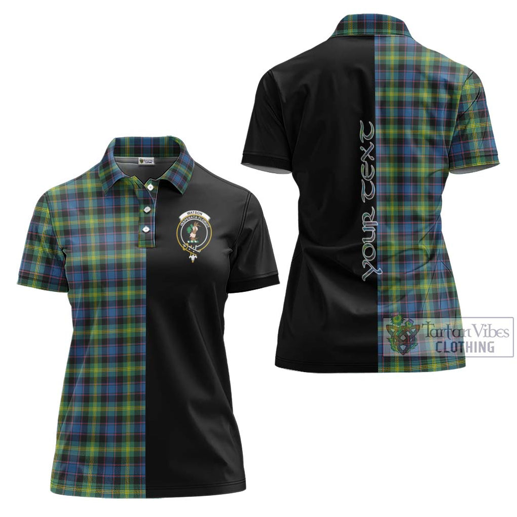 Watson Ancient Tartan Women's Polo Shirt with Family Crest and Half Of Me Style Women - Tartanvibesclothing Shop