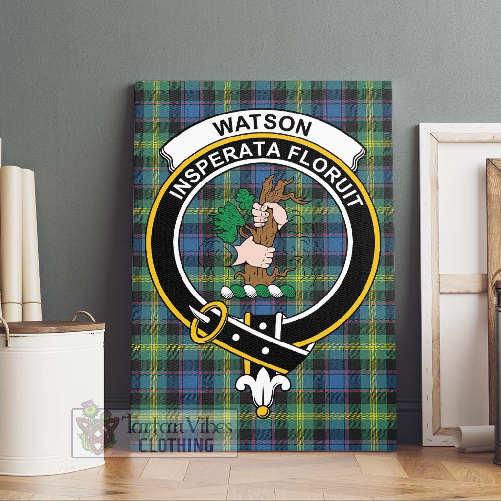 Tartan Vibes Clothing Watson Ancient Tartan Canvas Print Wall Art with Family Crest