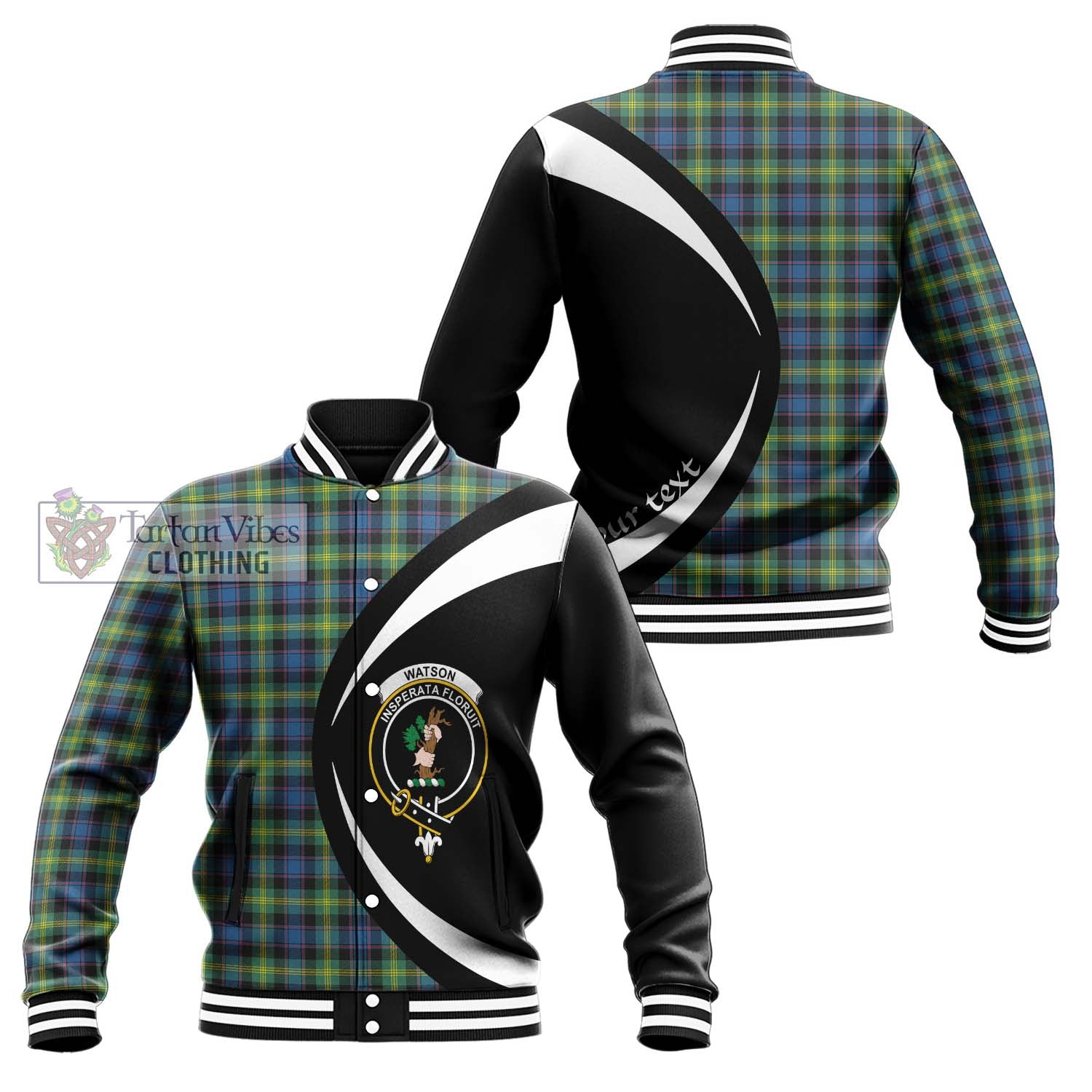 Watson Ancient Tartan Baseball Jacket with Family Crest Circle Style Unisex - Tartan Vibes Clothing