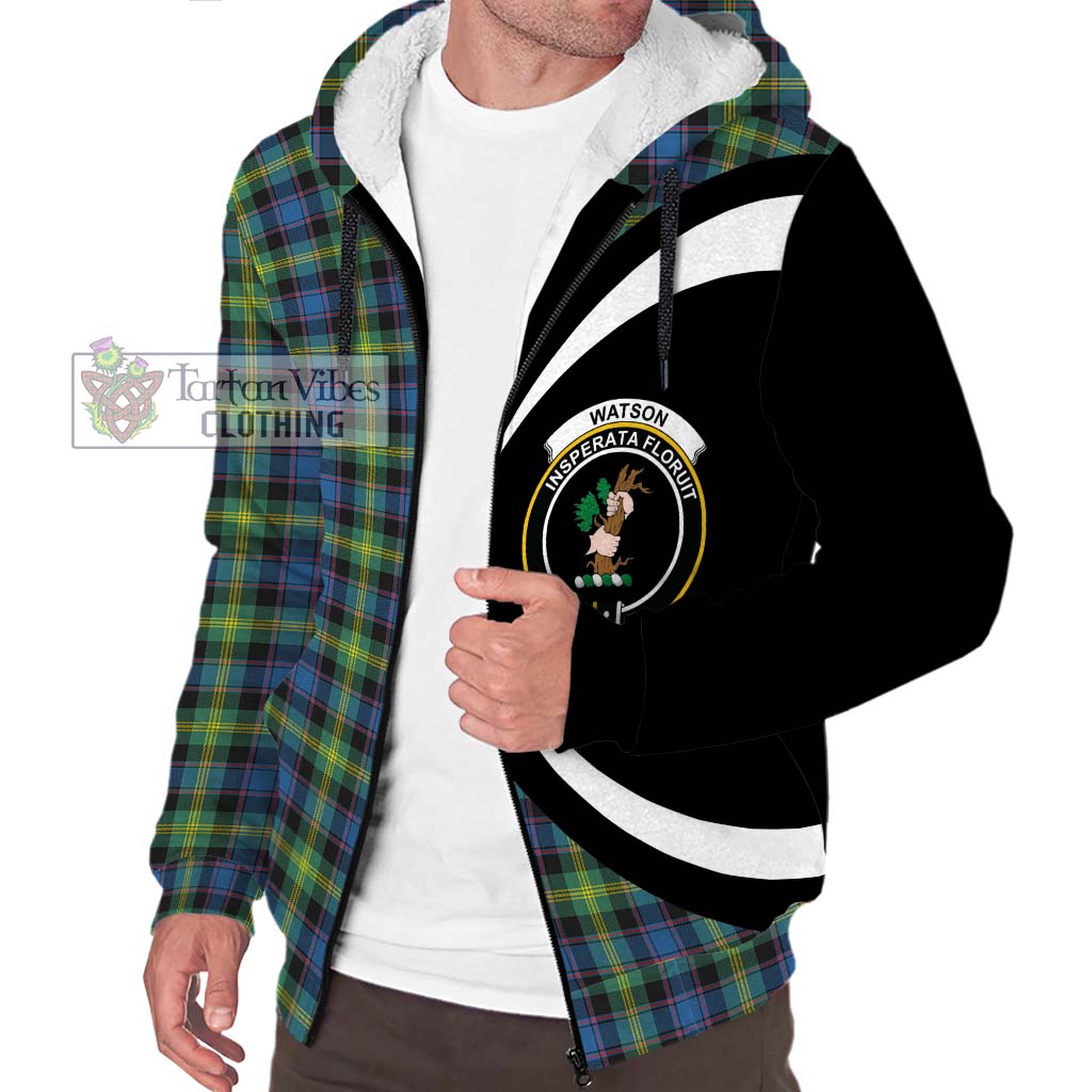 Watson Ancient Tartan Sherpa Hoodie with Family Crest Circle Style Unisex S - Tartan Vibes Clothing