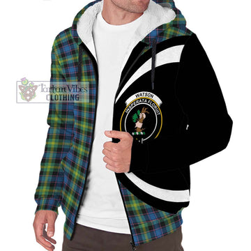 Watson Ancient Tartan Sherpa Hoodie with Family Crest Circle Style