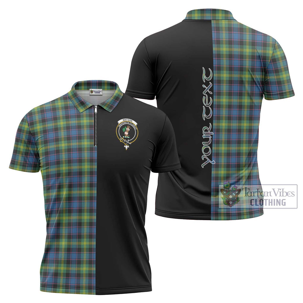 Watson Ancient Tartan Zipper Polo Shirt with Family Crest and Half Of Me Style Unisex - Tartanvibesclothing Shop