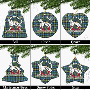 Watson Ancient Tartan Christmas Ornaments with Scottish Gnome Playing Bagpipes