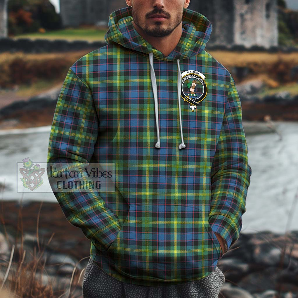 Watson Ancient Tartan Cotton Hoodie with Family Crest Pullover Hoodie XS - Tartan Vibes Clothing