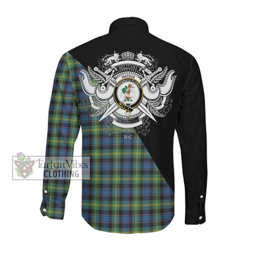 Watson Ancient Tartan Long Sleeve Button Shirt with Family Crest and Military Logo Style