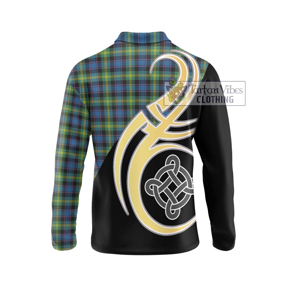 Watson Ancient Tartan Long Sleeve Polo Shirt with Family Crest and Celtic Symbol Style - Tartan Vibes Clothing