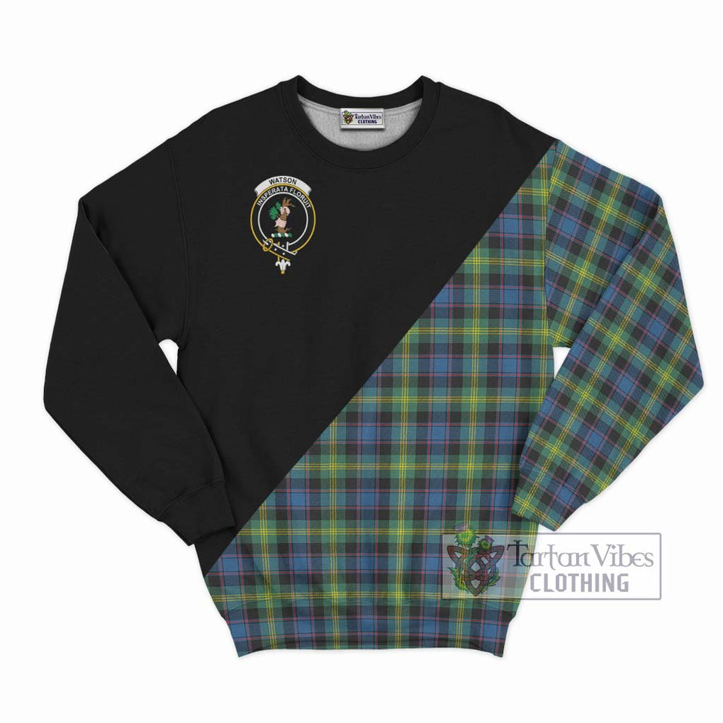 Watson Ancient Tartan Sweatshirt with Family Crest and Military Logo Style - Tartanvibesclothing Shop