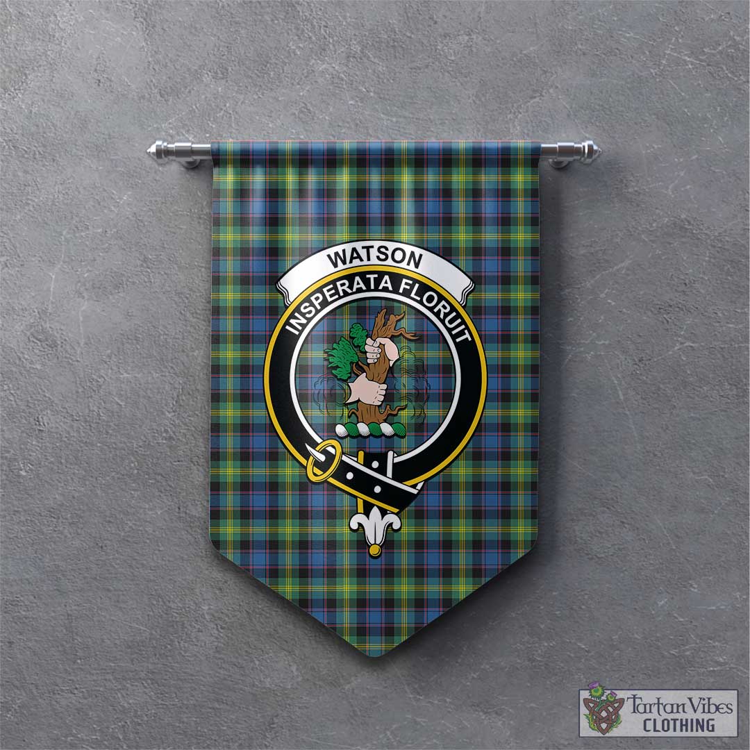 Tartan Vibes Clothing Watson Ancient Tartan Gonfalon, Tartan Banner with Family Crest