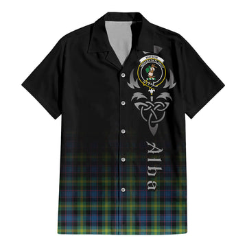 Watson Ancient Tartan Short Sleeve Button Up Shirt Featuring Alba Gu Brath Family Crest Celtic Inspired