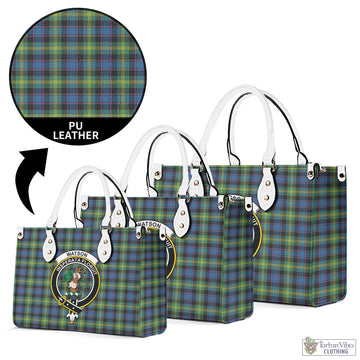 Watson Ancient Tartan Luxury Leather Handbags with Family Crest