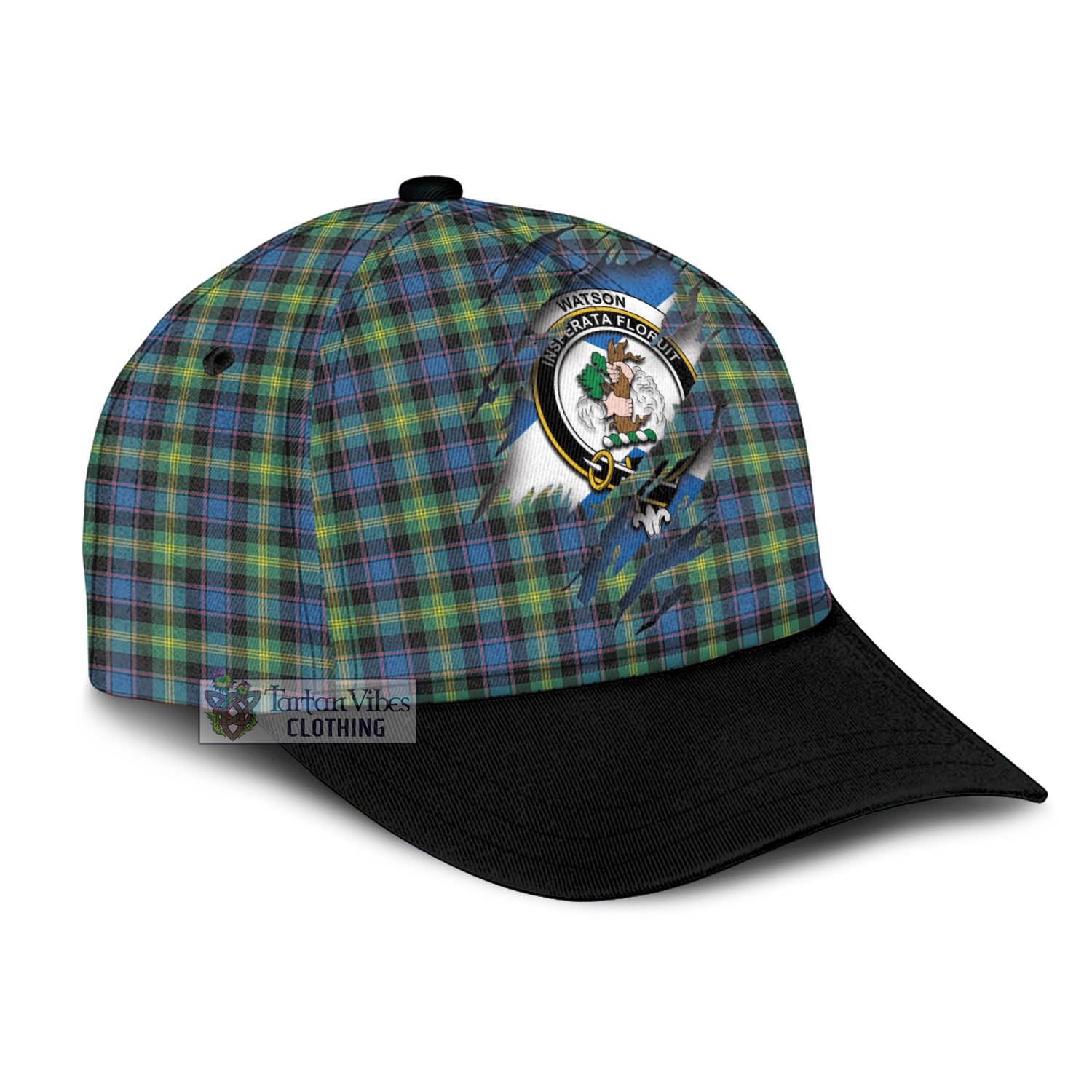 Tartan Vibes Clothing Watson Ancient Tartan Classic Cap with Family Crest In Me Style