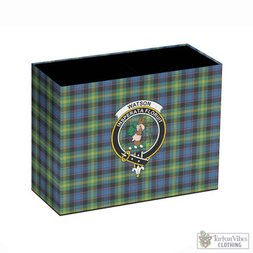 Watson Ancient Tartan Pen Holder with Family Crest