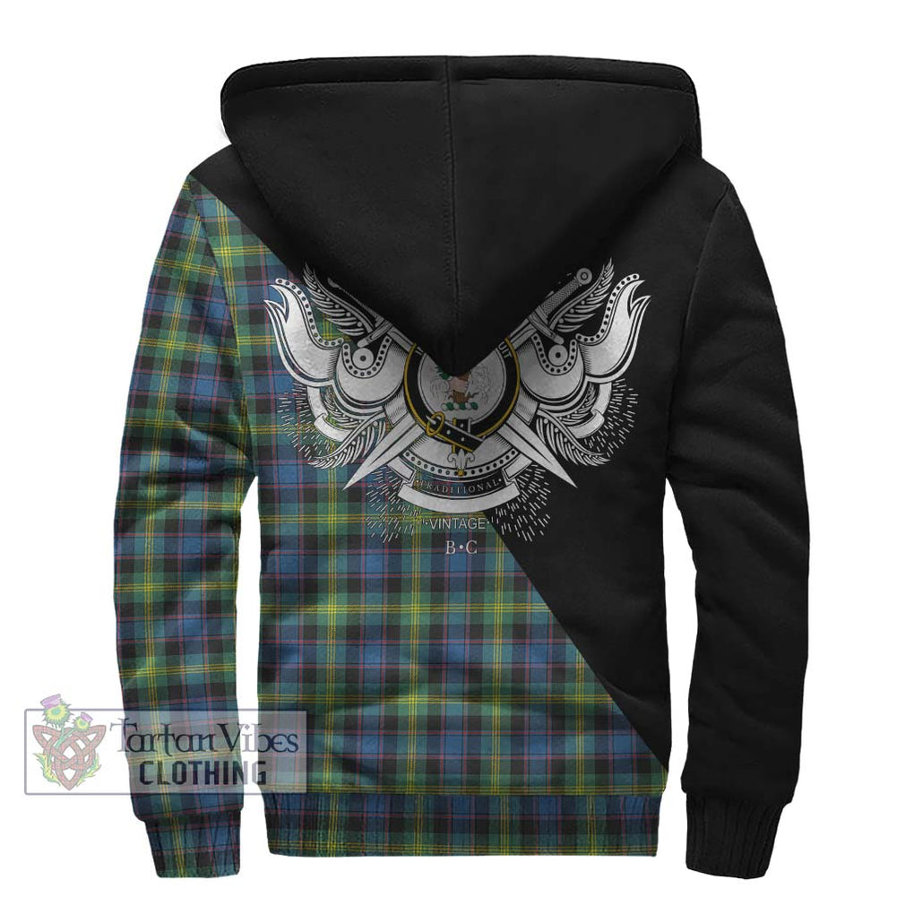 Watson Ancient Tartan Sherpa Hoodie with Family Crest and Military Logo Style - Tartanvibesclothing Shop