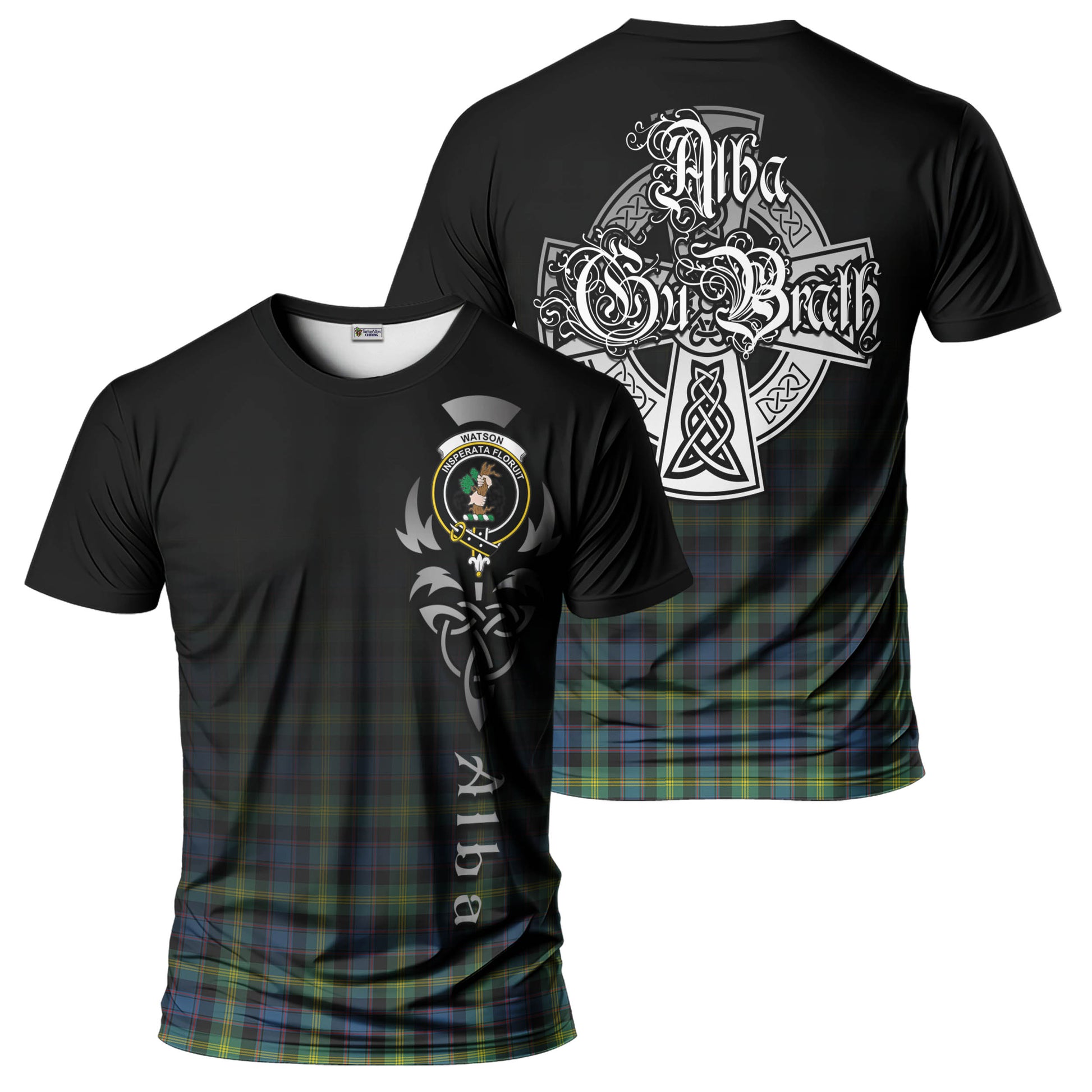 Tartan Vibes Clothing Watson Ancient Tartan T-Shirt Featuring Alba Gu Brath Family Crest Celtic Inspired