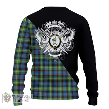 Watson Ancient Tartan Ugly Sweater with Family Crest and Military Logo Style