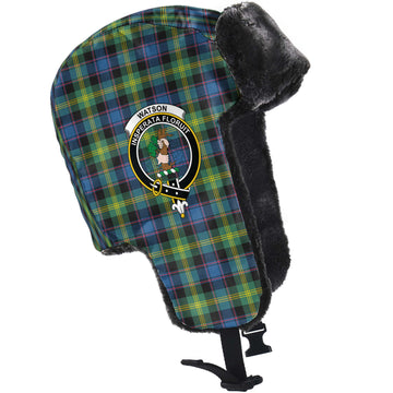 Watson Ancient Tartan Winter Trapper Hat with Family Crest