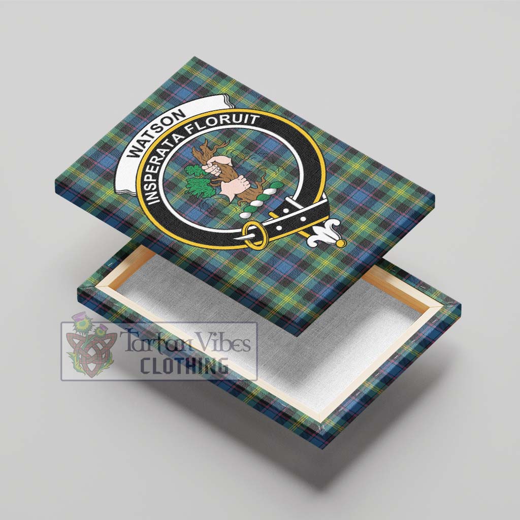 Tartan Vibes Clothing Watson Ancient Tartan Canvas Print Wall Art with Family Crest