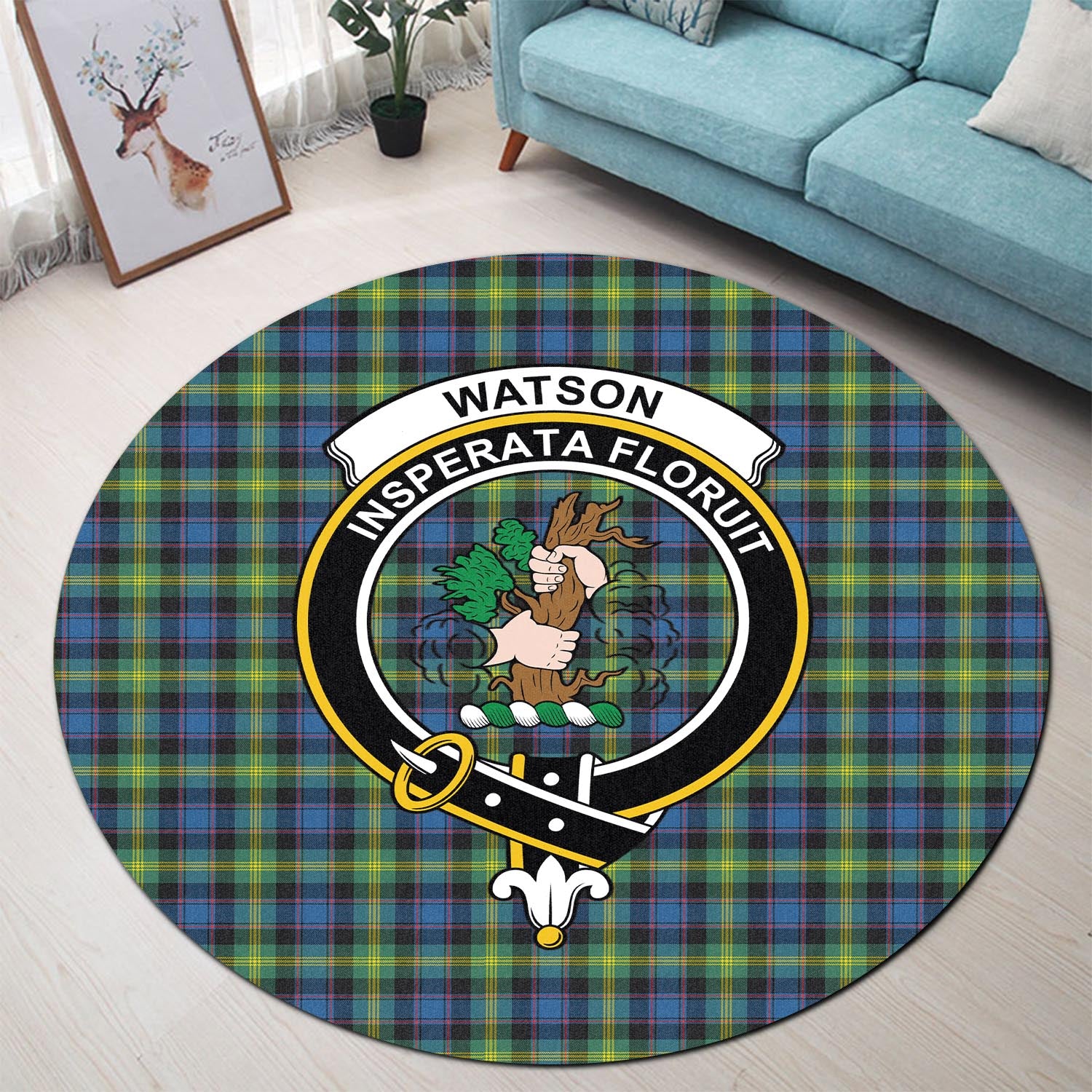 watson-ancient-tartan-round-rug-with-family-crest