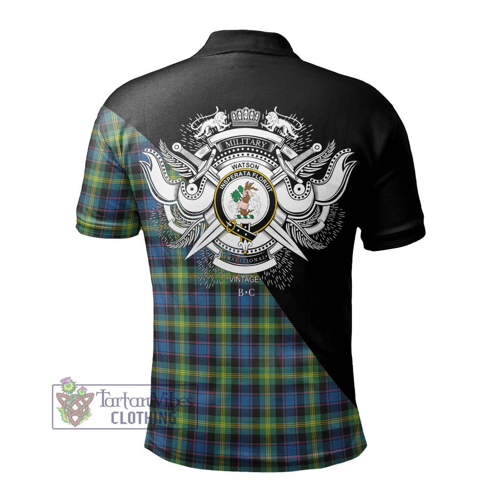 Watson Ancient Tartan Polo Shirt with Family Crest and Military Logo Style - Tartanvibesclothing Shop