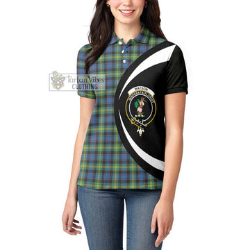 Watson Ancient Tartan Women's Polo Shirt with Family Crest Circle Style