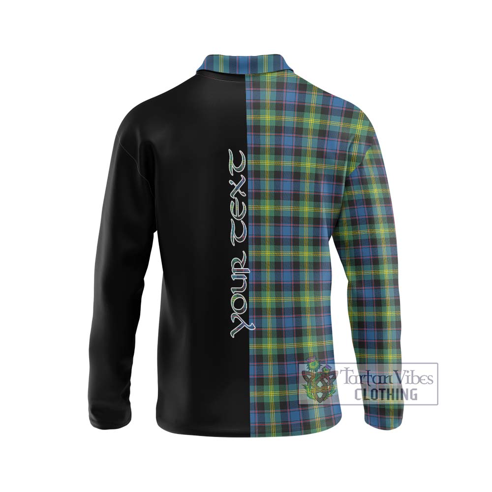 Watson Ancient Tartan Long Sleeve Polo Shirt with Family Crest and Half Of Me Style - Tartanvibesclothing Shop