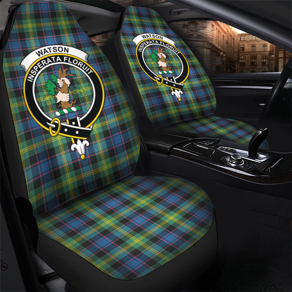 Watson Ancient Tartan Car Seat Cover with Family Crest - Tartanvibesclothing