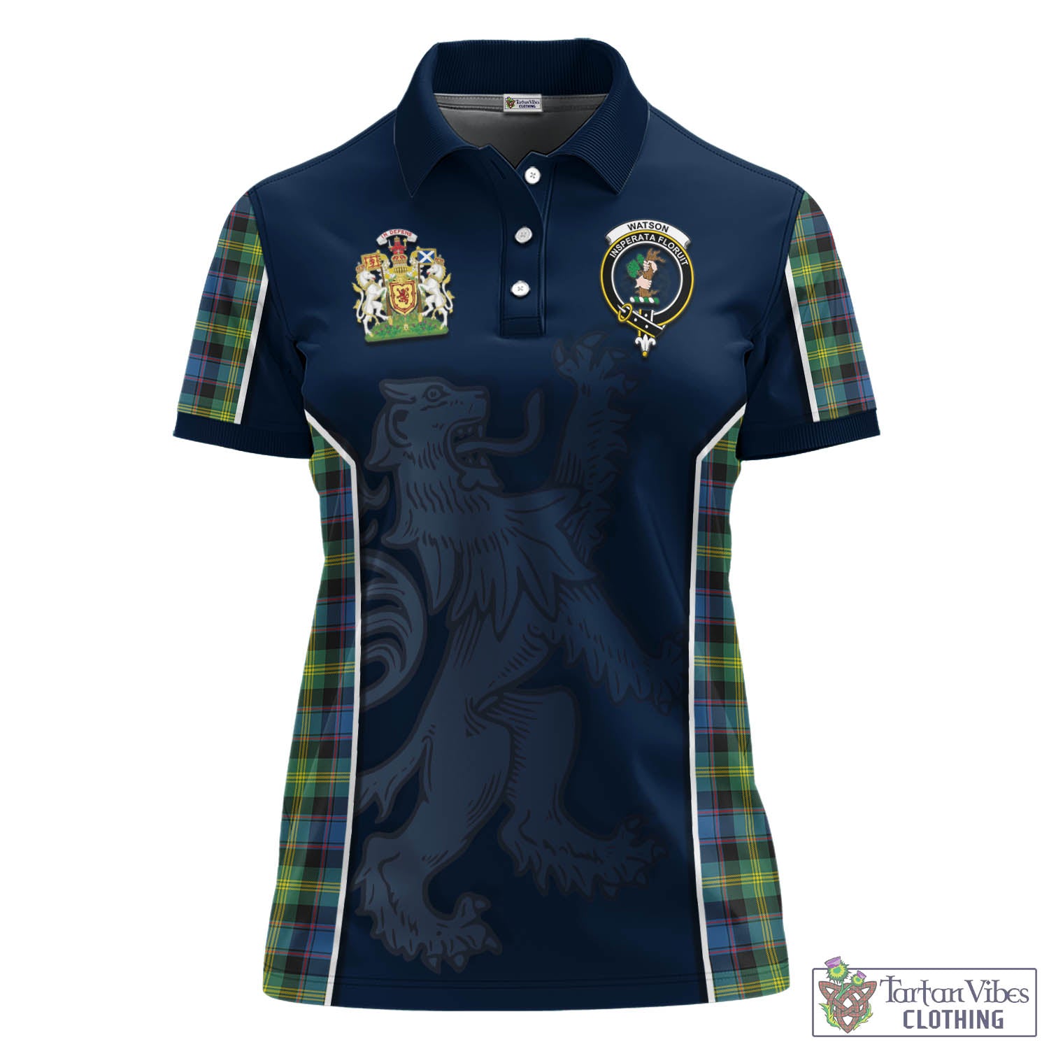 Tartan Vibes Clothing Watson Ancient Tartan Women's Polo Shirt with Family Crest and Lion Rampant Vibes Sport Style