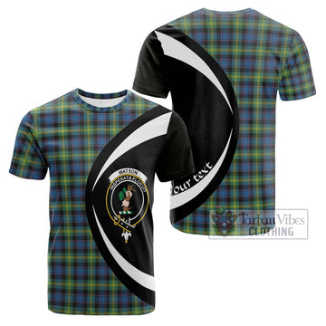 Watson Ancient Tartan Cotton T-shirt with Family Crest Circle Style