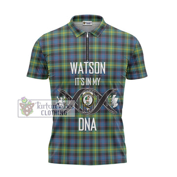 Watson Ancient Tartan Zipper Polo Shirt with Family Crest DNA In Me Style