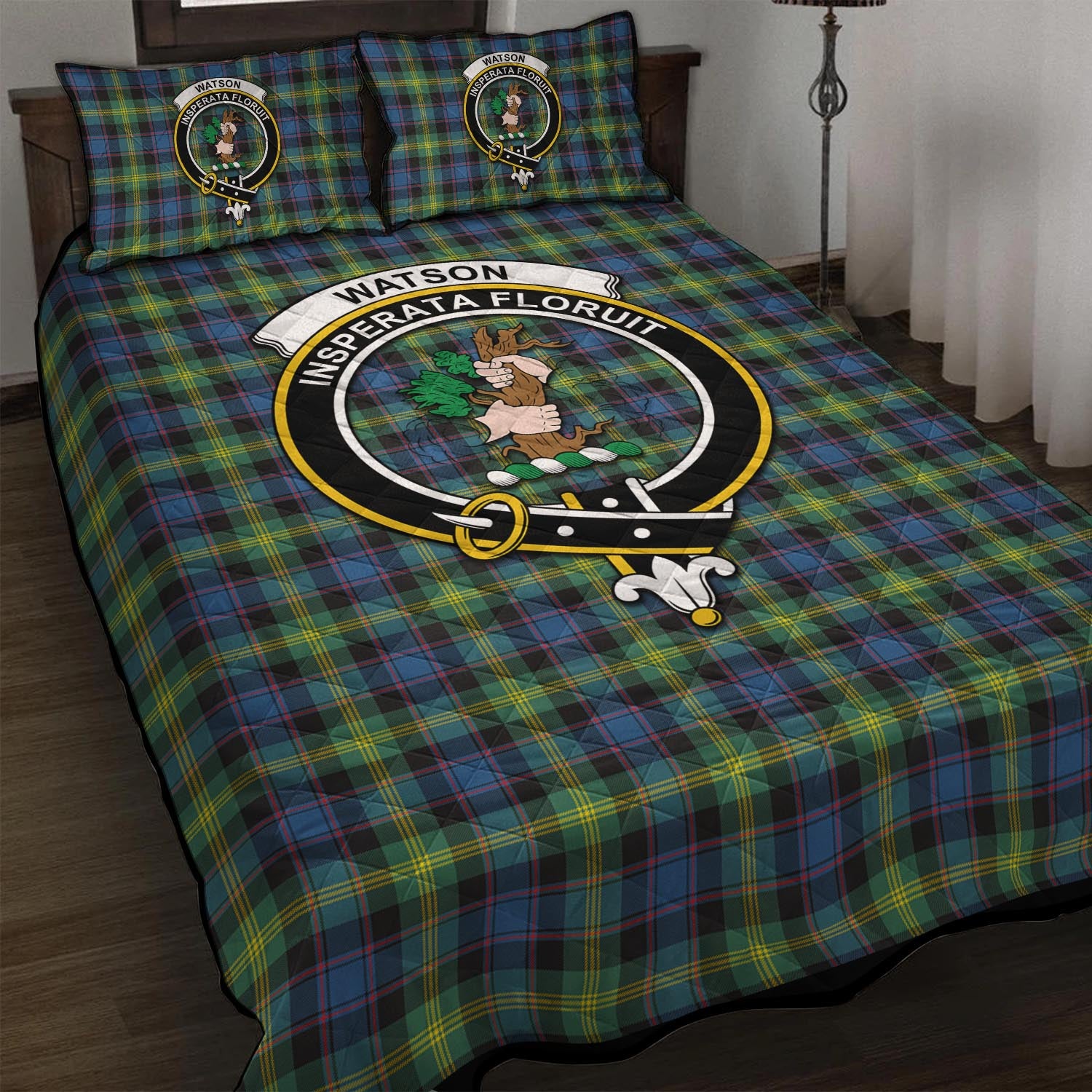 Watson Ancient Tartan Quilt Bed Set with Family Crest