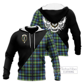 Watson Ancient Tartan Knitted Hoodie with Family Crest and Military Logo Style