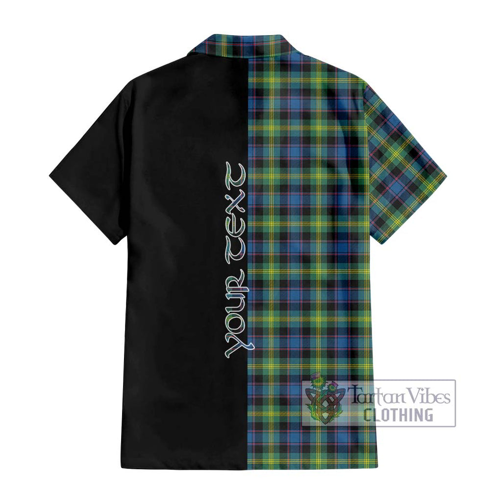 Watson Ancient Tartan Short Sleeve Button Shirt with Family Crest and Half Of Me Style - Tartanvibesclothing Shop