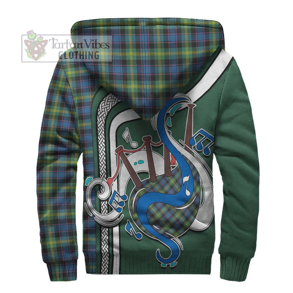 Watson Ancient Tartan Sherpa Hoodie with Epic Bagpipe Style - Tartanvibesclothing Shop