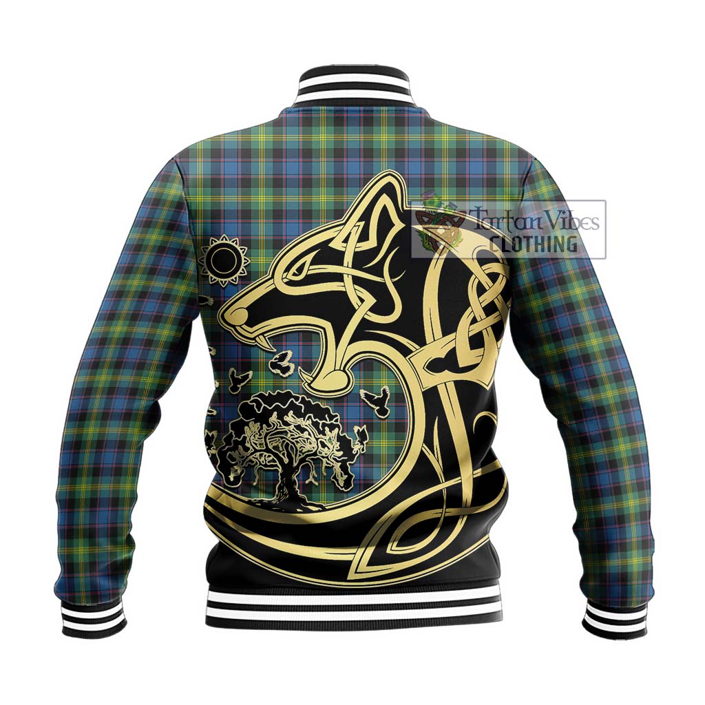Tartan Vibes Clothing Watson Ancient Tartan Baseball Jacket with Family Crest Celtic Wolf Style