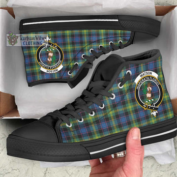 Watson Ancient Tartan High Top Shoes with Family Crest