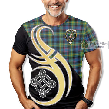 Watson Ancient Tartan T-Shirt with Family Crest and Celtic Symbol Style
