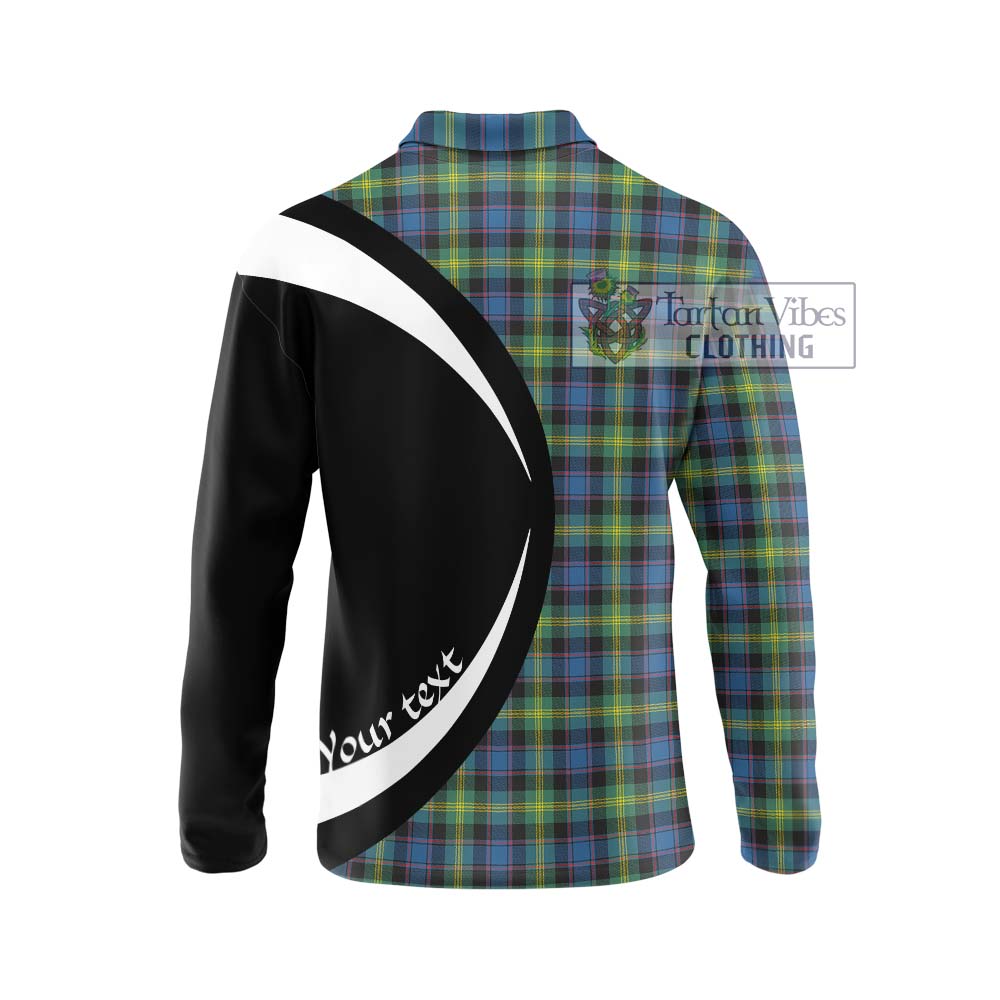 Watson Ancient Tartan Long Sleeve Polo Shirt with Family Crest Circle Style - Tartan Vibes Clothing