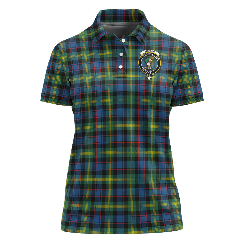 Watson Ancient Tartan Polo Shirt with Family Crest For Women - Tartan Vibes Clothing