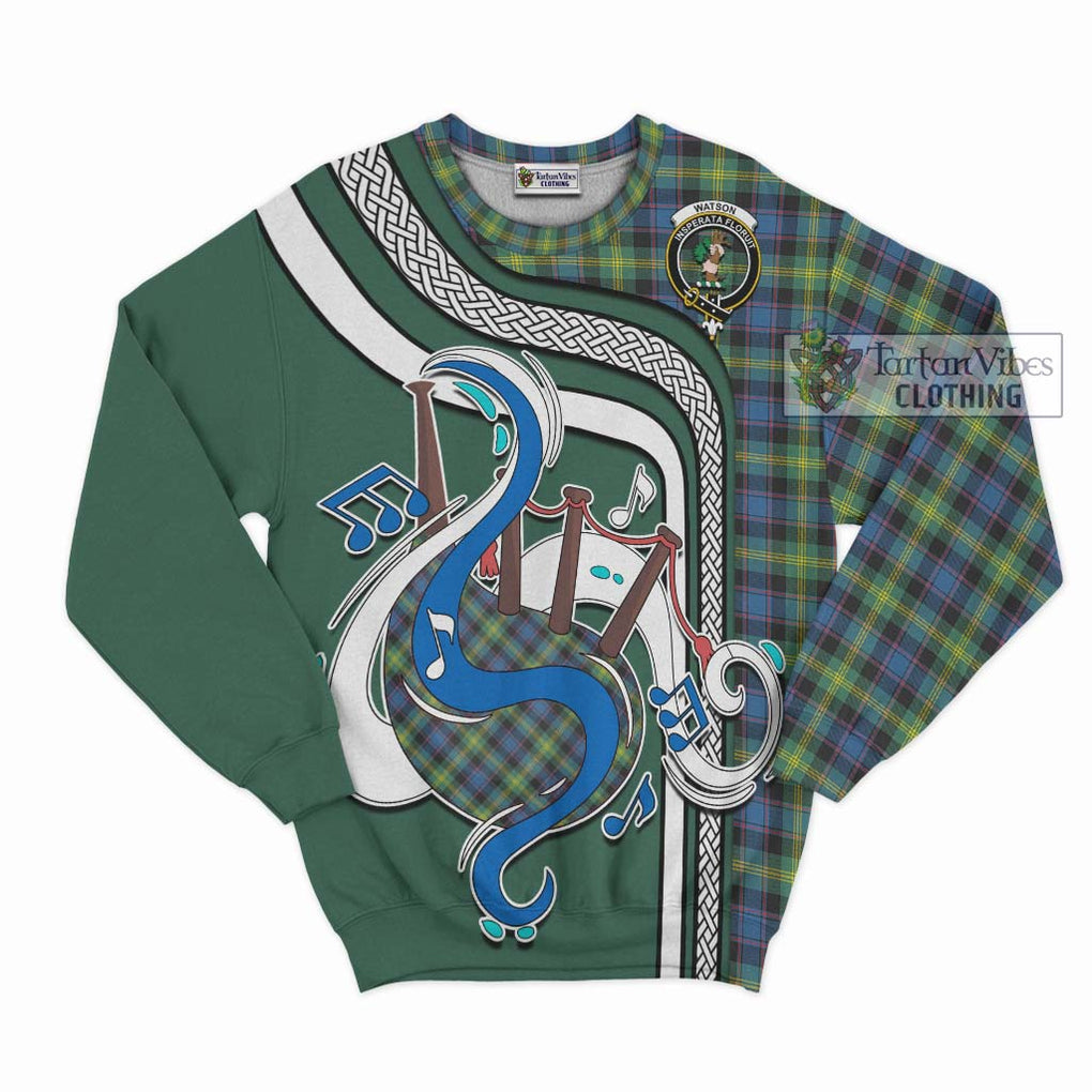 Tartan Vibes Clothing Watson Ancient Tartan Sweatshirt with Epic Bagpipe Style