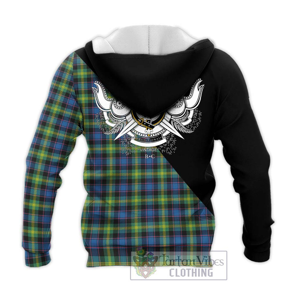 Watson Ancient Tartan Knitted Hoodie with Family Crest and Military Logo Style - Tartanvibesclothing Shop