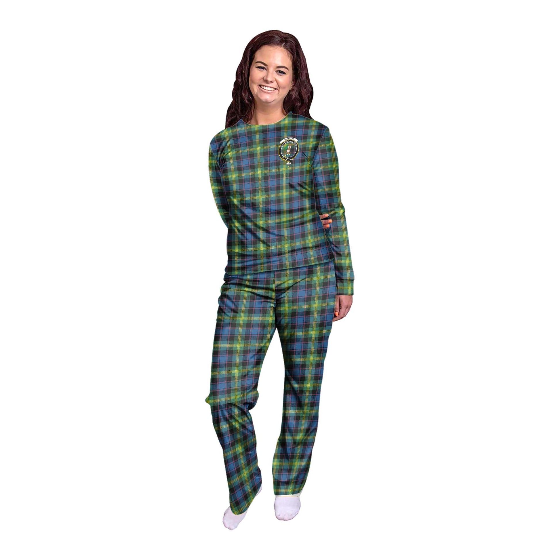 Watson Ancient Tartan Pajamas Family Set with Family Crest - Tartanvibesclothing