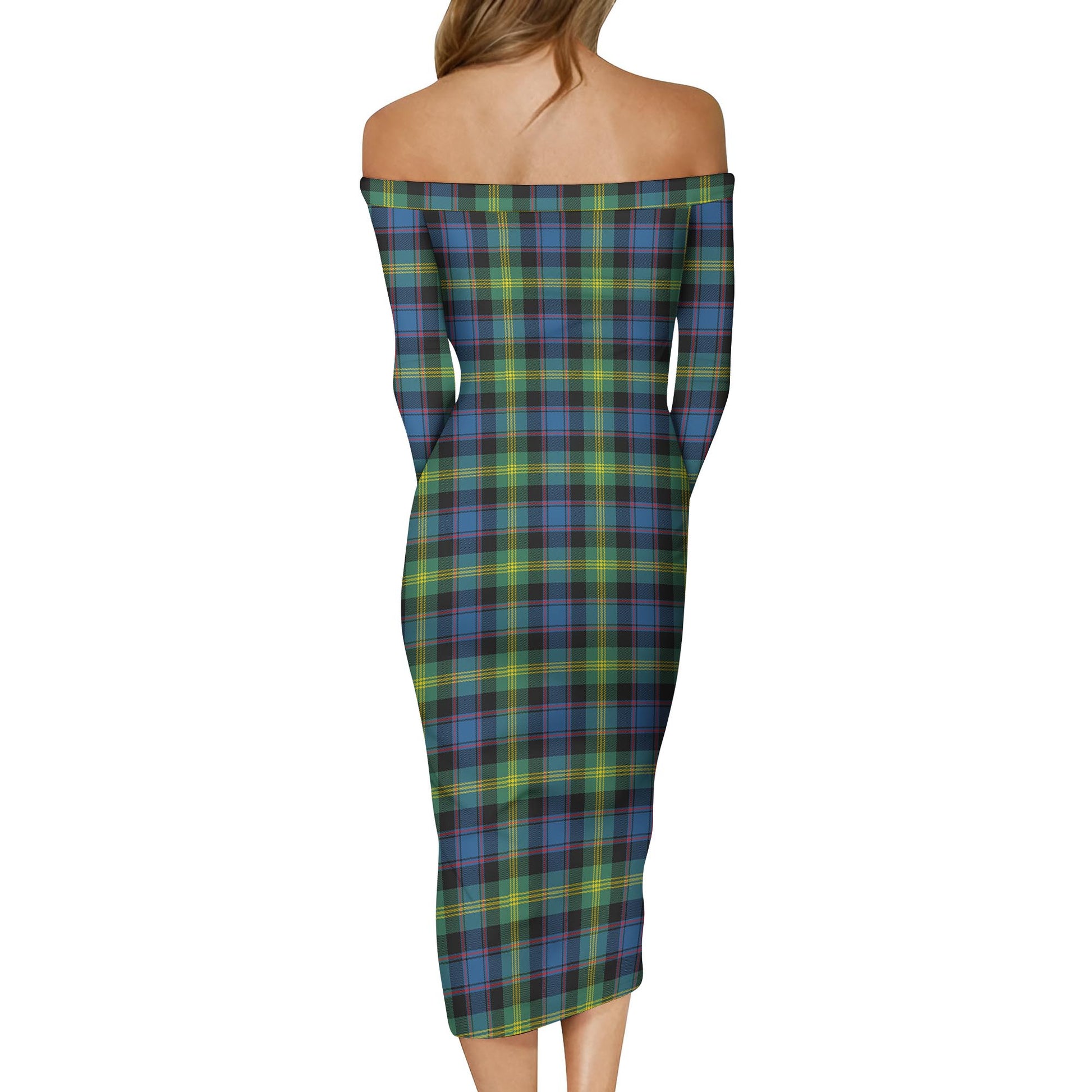 Watson Ancient Tartan Off Shoulder Lady Dress - Tartanvibesclothing