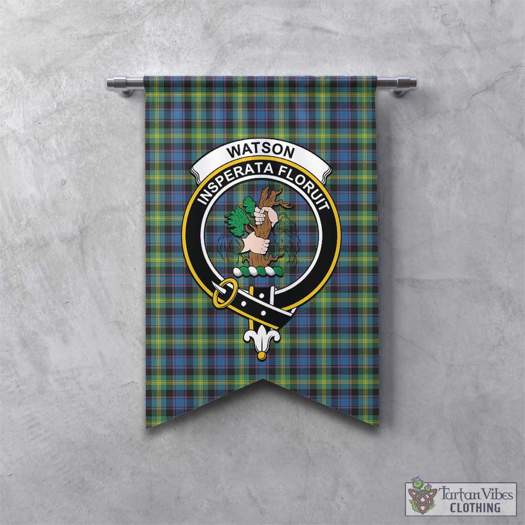 Tartan Vibes Clothing Watson Ancient Tartan Gonfalon, Tartan Banner with Family Crest