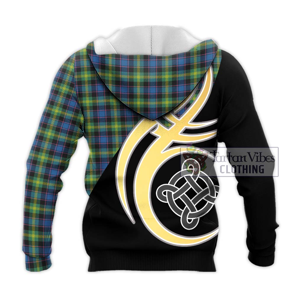 Tartan Vibes Clothing Watson Ancient Tartan Knitted Hoodie with Family Crest and Celtic Symbol Style