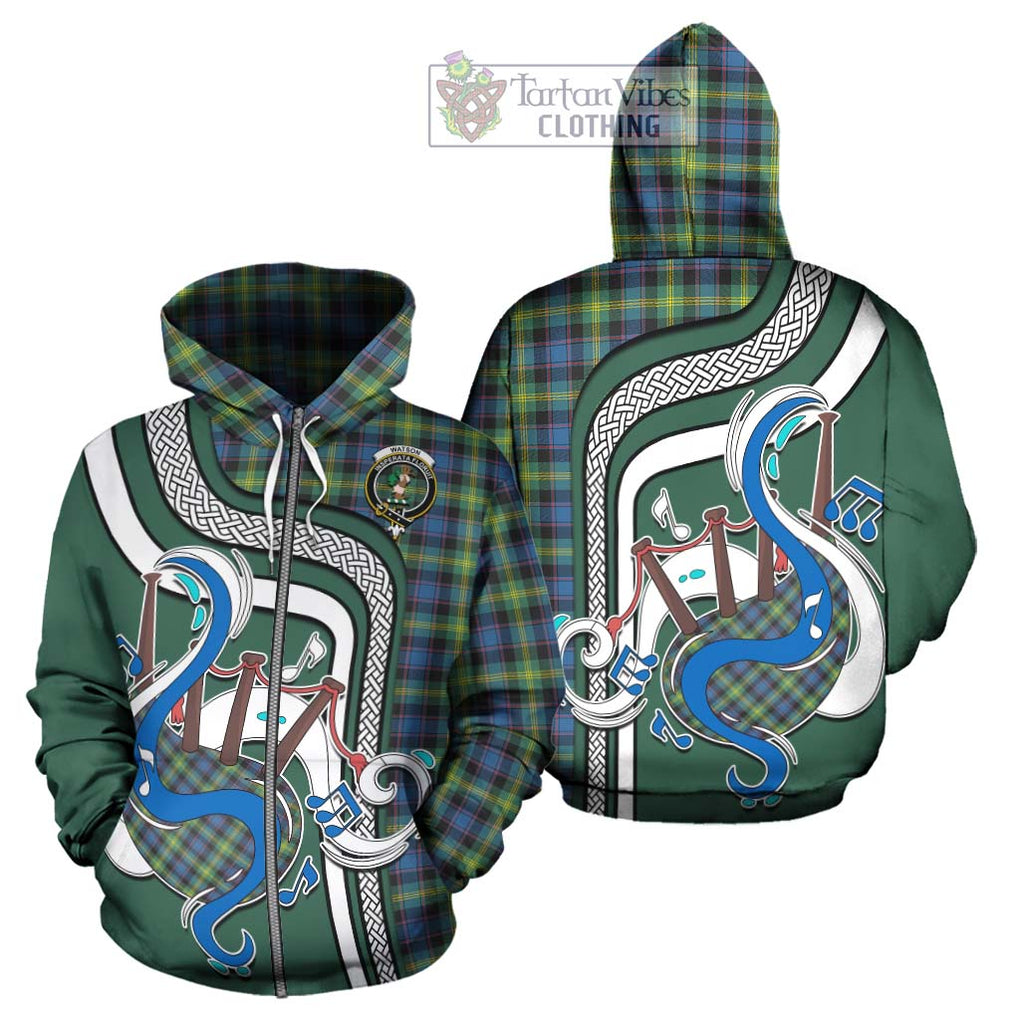 Watson Ancient Tartan Hoodie with Epic Bagpipe Style - Tartanvibesclothing Shop