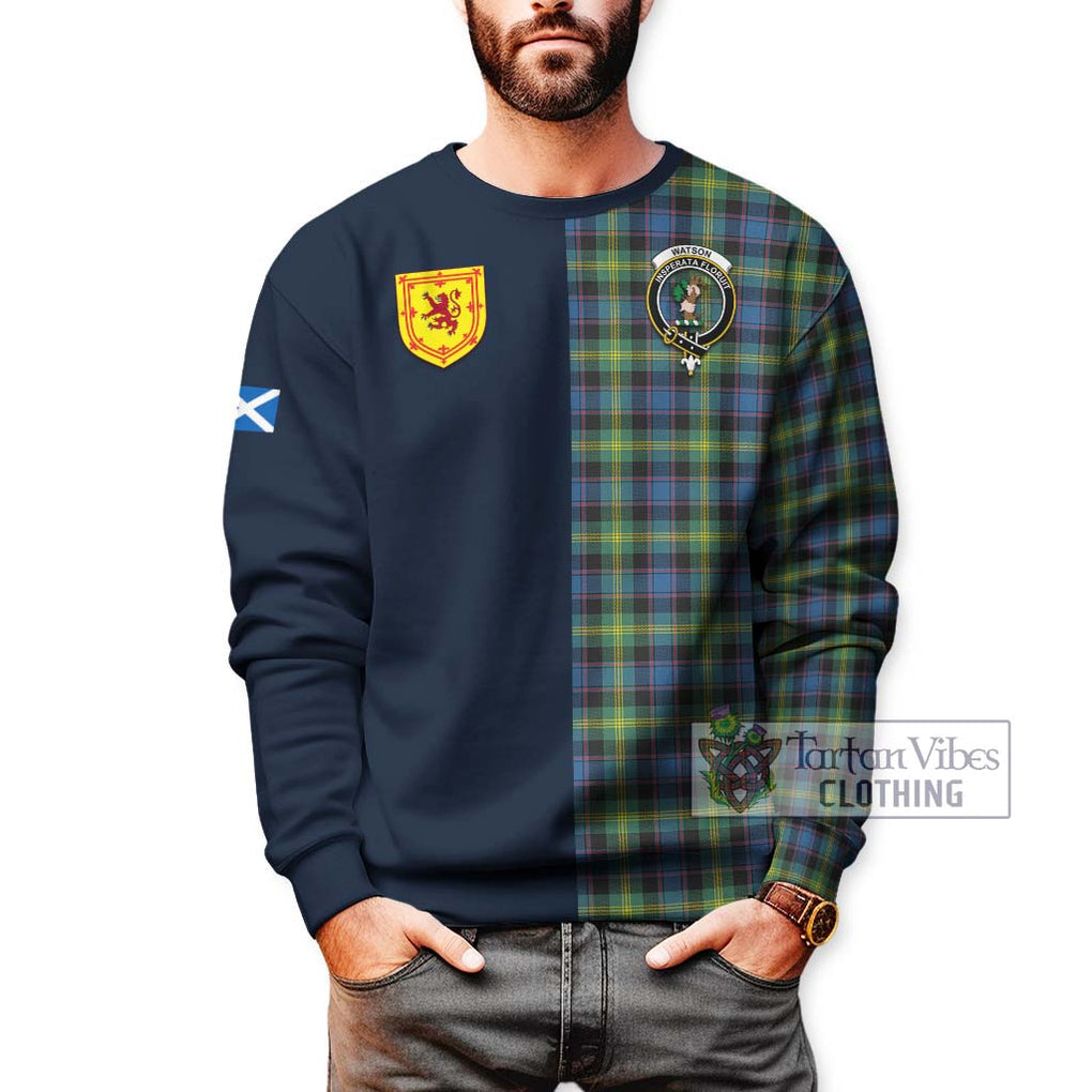 Tartan Vibes Clothing Watson Ancient Tartan Sweatshirt with Scottish Lion Royal Arm Half Style