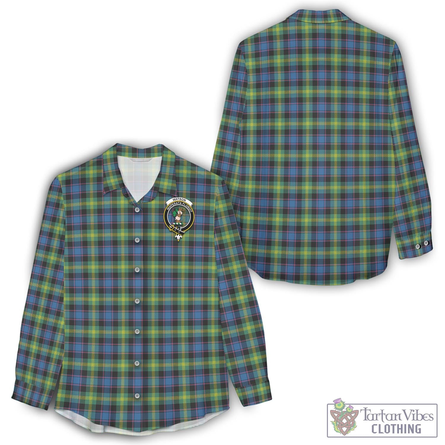 Tartan Vibes Clothing Watson Ancient Tartan Womens Casual Shirt with Family Crest